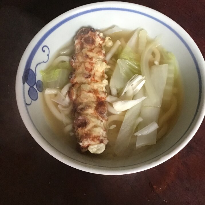 白だし白菜の煮込みうどんチクワ天付き。